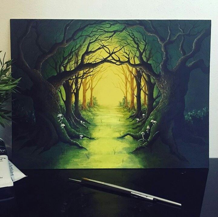 Forest Acrylic Painting By Cheneygram